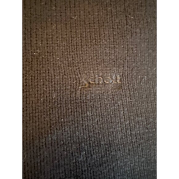 Schott N.Y.C. Black Hooded Zip Sweater Jacket Sherpa Lining Ribbed Sleeves Small - Picture 2 of 5